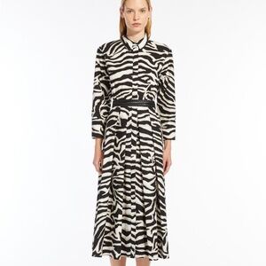 MaxMara Arabba Zebra Print Poplin Shirt Dress | Size 10 | NWT